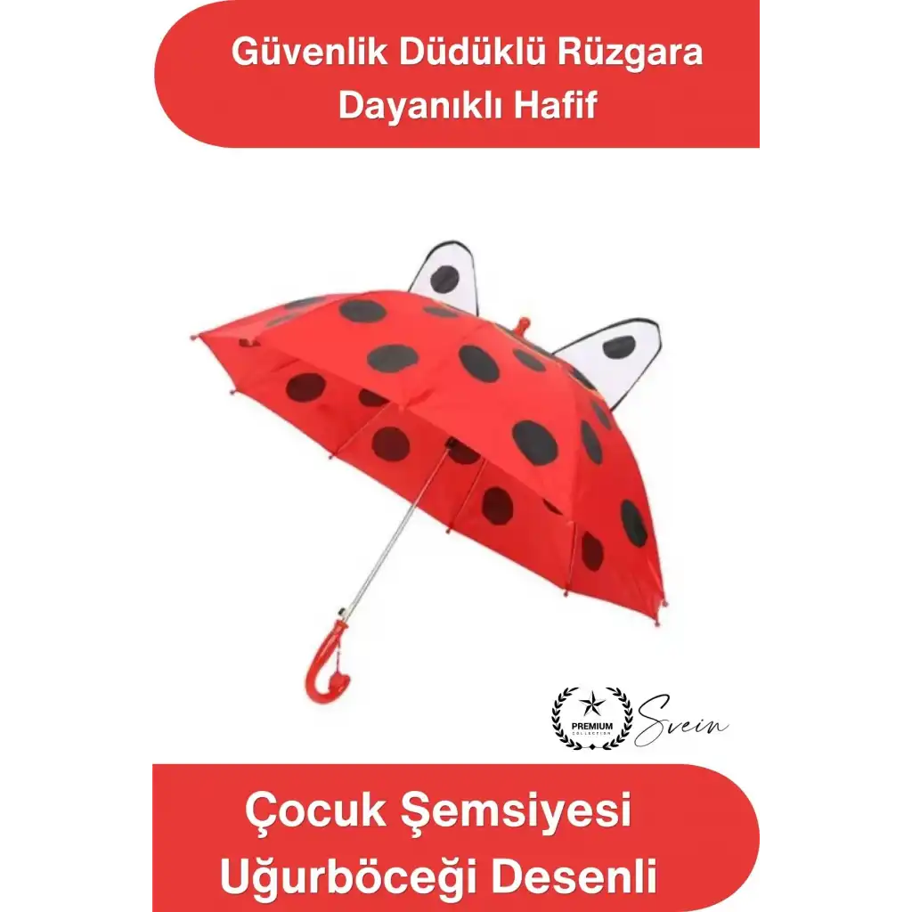 #Şemsiye Kaliteli Çocuk Şemsiyesi Uğurböceği Desenli Güvenlik Düdüklü Rüzgara Dayanıklı Hafif Çocuk Şemsiyesi Güvenli Açma Kapama Okul Kreş Yağmurluk Aksesuarı Sağlam Uzun Ömürlü