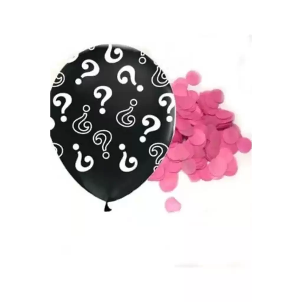 Siyah Soru İşareti Cinsiyet Belirleme Partisi Baby Shower Kız mı Erkek mi 18inç 45cm Konfetili Balon