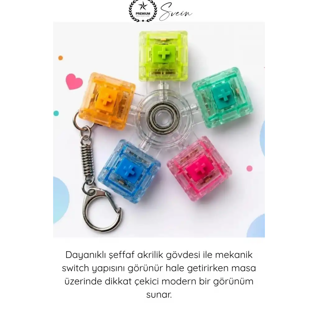 #StresKlavye Hediye Clicky Şeffaf Mekanik Switch Klavye Stres Çarkı Renkli Tuşlu Fidget Oyuncak Odaklanma Oyuncağı Dönen Sessiz Masaüstü Anti Stres Spinner Ergonomik Tasarım