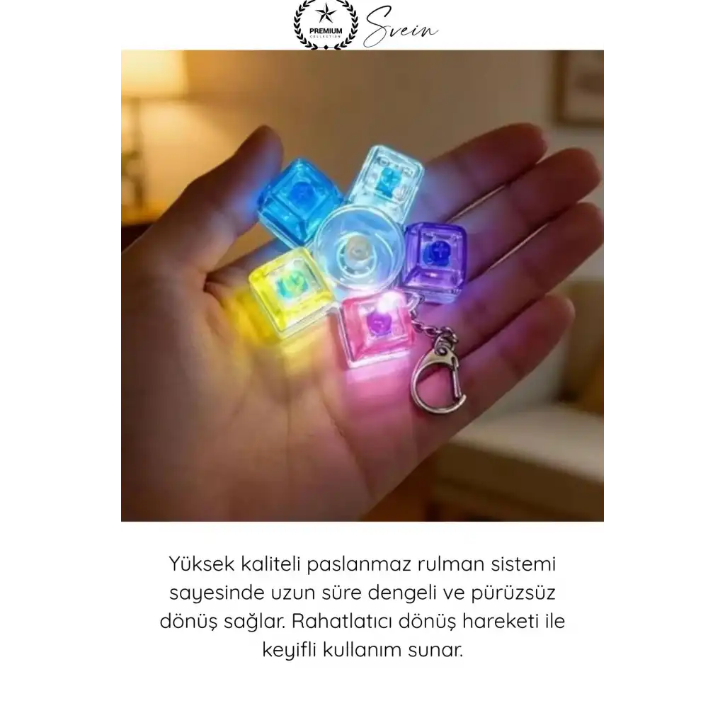 #StresKlavye Hediye Clicky Şeffaf Mekanik Switch Klavye Stres Çarkı Renkli Tuşlu Fidget Oyuncak Odaklanma Oyuncağı Dönen Sessiz Masaüstü Anti Stres Spinner Ergonomik Tasarım