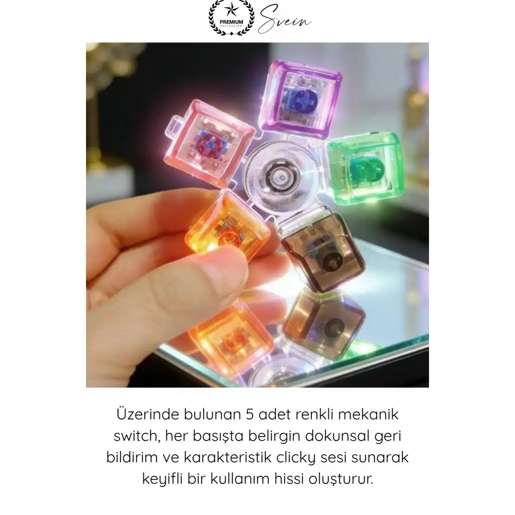 #StresKlavye Hediye Clicky Şeffaf Mekanik Switch Klavye Stres Çarkı Renkli Tuşlu Fidget Oyuncak Odaklanma Oyuncağı Dönen Sessiz Masaüstü Anti Stres Spinner Ergonomik Tasarım