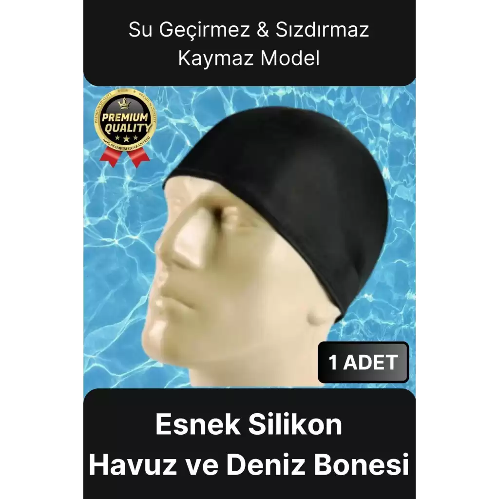 Su Geçirmez Sızdırmaz Kaymaz Elastik Yüzme Şapkası Kaliteli Silikon Deniz Havuz Yüzme Bonesi