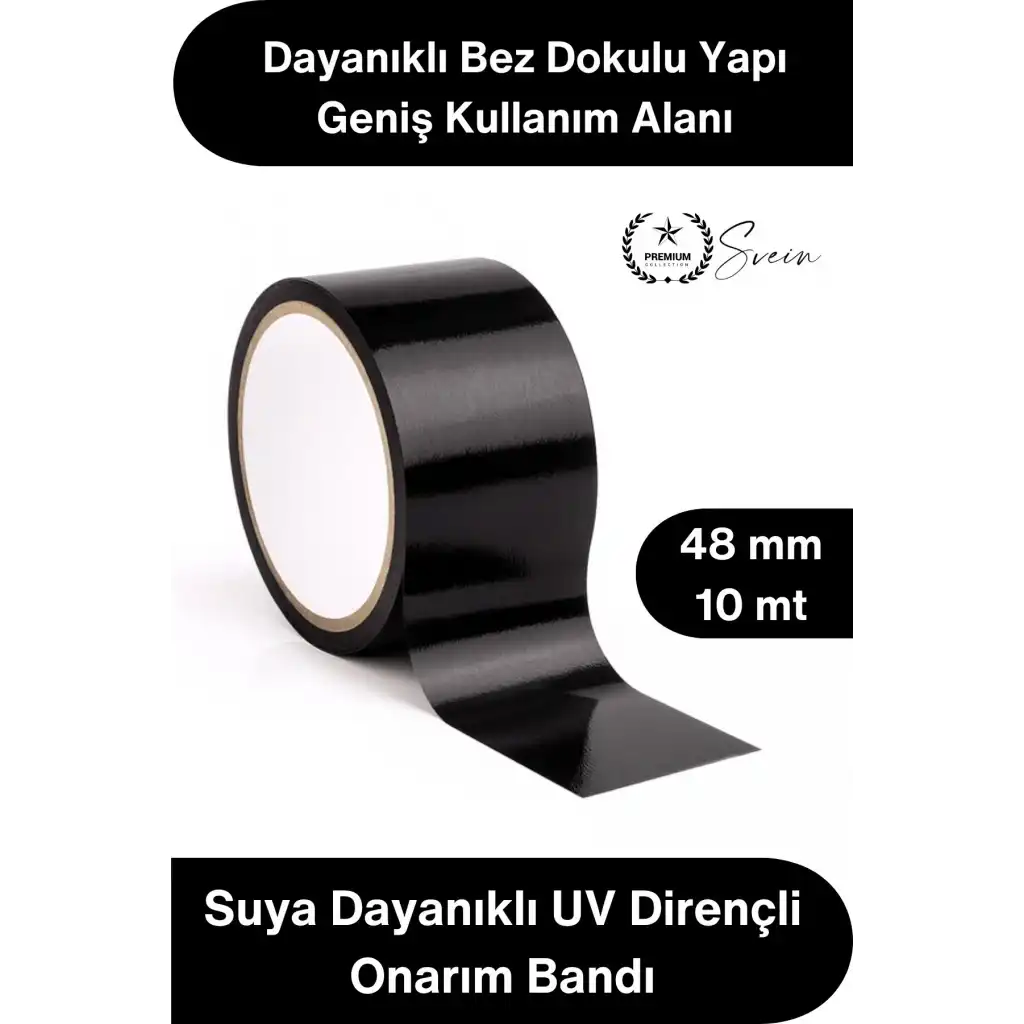 #TamirBandı Duct Tape Tamir Bandı Bez Siyah Güçlü Yapışkan Suya Dayanıklı UV Dirençli Onarım İzolasyon Boru Hortum Çadır Otomotiv Tekne Demetleme Çok Amaçlı Elle Yırtılabilir En 48mm Boy 10 Metre