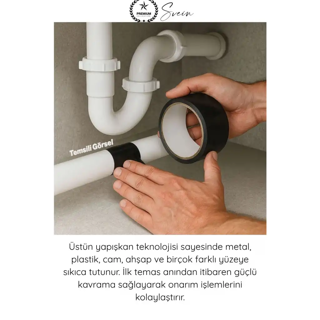 #TamirBandı Duct Tape Tamir Bandı Bez Siyah Güçlü Yapışkan Suya Dayanıklı UV Dirençli Onarım İzolasyon Boru Hortum Çadır Otomotiv Tekne Demetleme Çok Amaçlı Elle Yırtılabilir En 48mm Boy 10 Metre