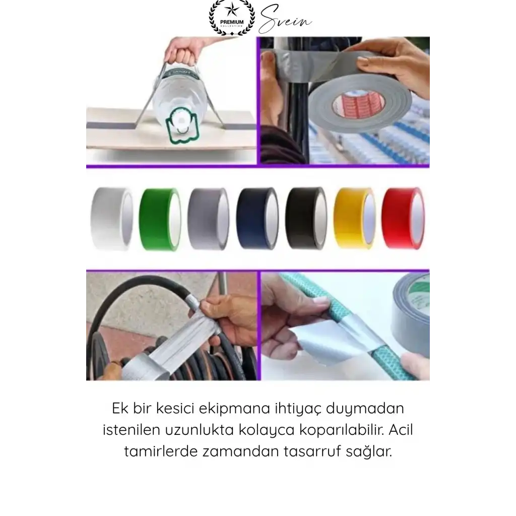 #TamirBandı Duct Tape Tamir Bandı Bez Siyah Güçlü Yapışkan Suya Dayanıklı UV Dirençli Onarım İzolasyon Boru Hortum Çadır Otomotiv Tekne Demetleme Çok Amaçlı Elle Yırtılabilir En 48mm Boy 10 Metre