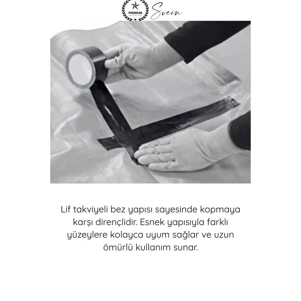 #TamirBandı Duct Tape Tamir Bandı Bez Siyah Güçlü Yapışkan Suya Dayanıklı UV Dirençli Onarım İzolasyon Boru Hortum Çadır Otomotiv Tekne Demetleme Çok Amaçlı Elle Yırtılabilir En 48mm Boy 10 Metre