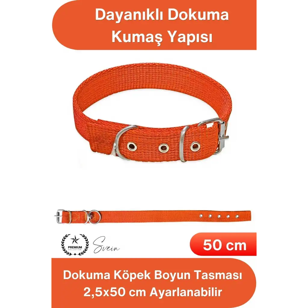 #Tasma Dokuma Köpek Boyun Tasması Turuncu 2,5x50 cm Ayarlanabilir Dayanıklı Gezdirme Tasması Paslanmaz Metal Tokalı Güçlü Kumaş Evcil Hayvan Yavru Orta Irk Konforlu Güvenli Aksesuar
