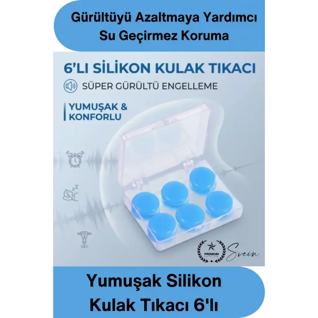 #Tıkaç Yumuşak Uyku Silikon Kulak Tıkacı 6lı Özel Kutulu Su Geçirmez Gürültü Önleyici Tekrar Kullanılabilir Yüzme Duş Seyahat Ders Çalışma Horlama Önleyici Kulak Koruyucu