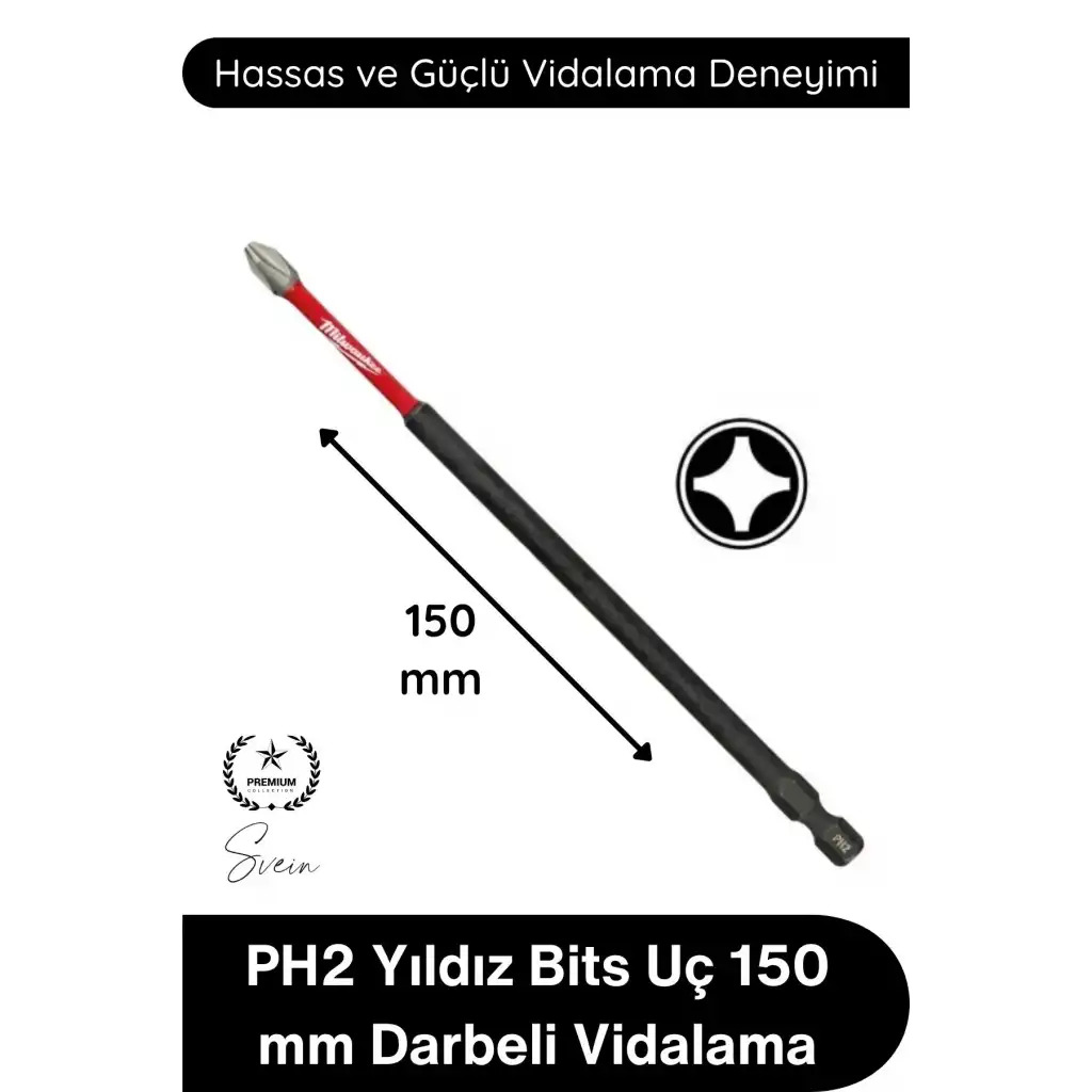 #Vidalama PH2 Yıldız Bits Uç 150 Mm Darbeli Vidalama Tornavida Aksesuarı Profesyonel Çelik Şok Emici Dayanıklı Manyetik Güçlü Uzun Ömürlü Ağır Hizmet El Aleti Parçası