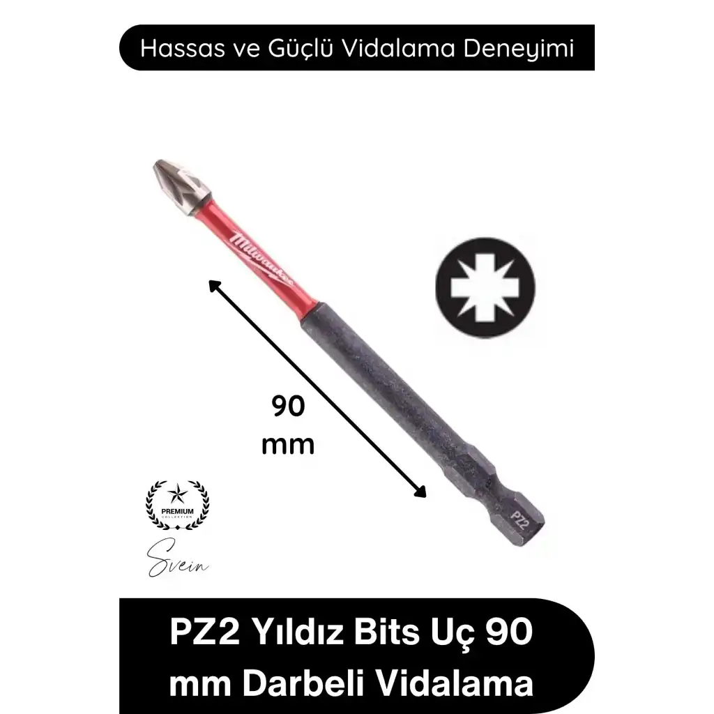 #Vidalama PZ2 Yıldız Bits Uç 90 Mm Darbeli Vidalama Tornavida Aksesuarı Profesyonel Çelik Şok Emici Dayanıklı Manyetik Güçlü Uzun Ömürlü Ağır Hizmet El Aleti Parçası