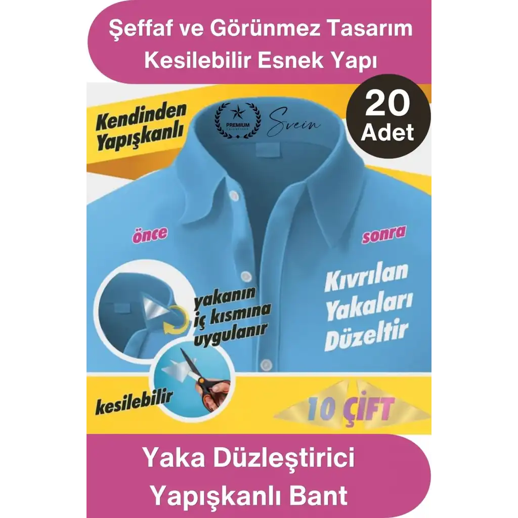 #Yaka Yaka Düzleştirici Yapışkanlı Balin 20 Adet Şeffaf Gömlek Yaka Destek Bandı Tshirt Polo Tişört Yaka Şekillendirici Kıvrılma Önleyici Çıkarılabilir Kolay Uygulama