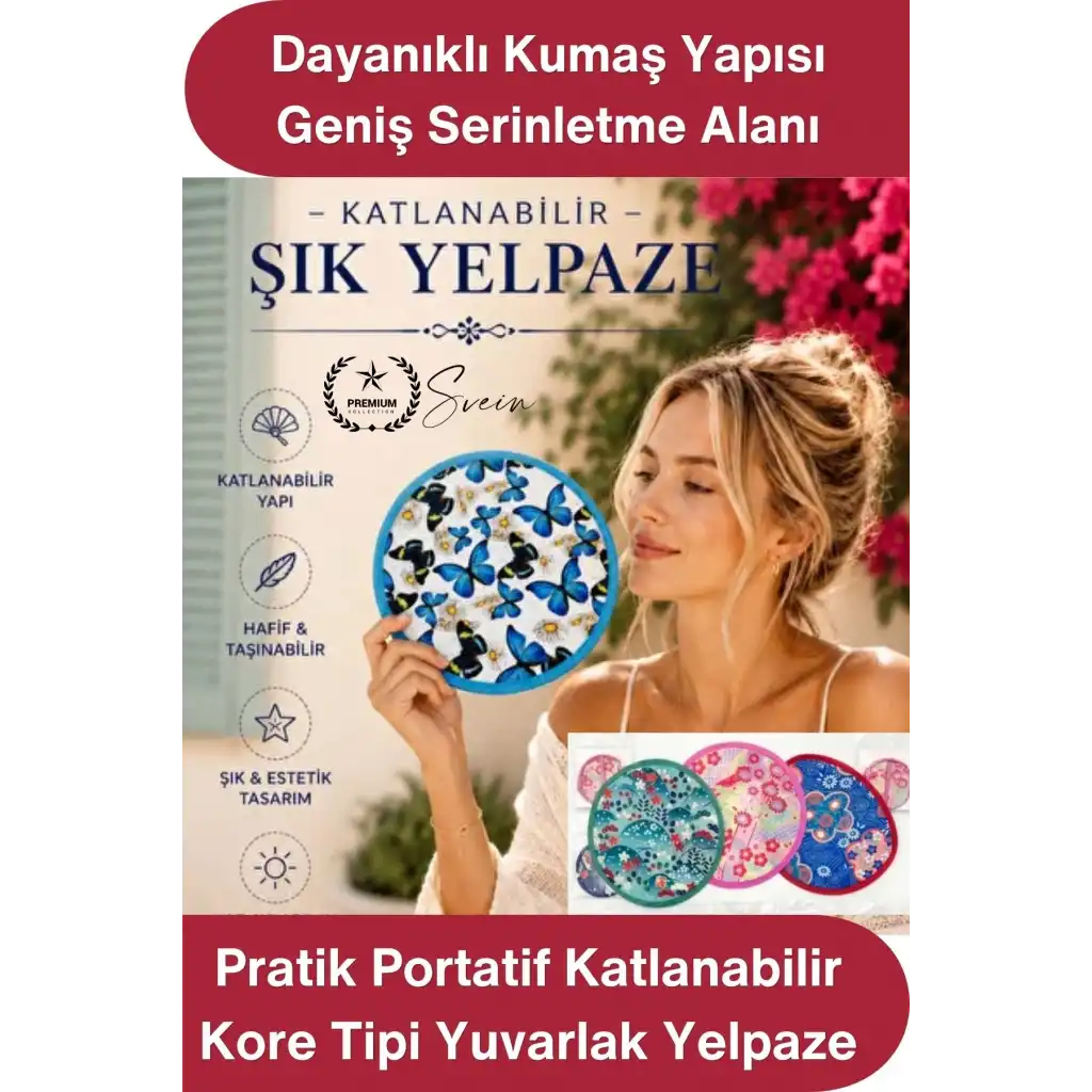 #Yelpaze Pratik Portatif Katlanabilir Kore Tipi Yuvarlak Yelpaze Çanta Boy Hafif Tasarım El Yelpazesi Katlanır Taşınabilir Yazlık Serinletici Seyahat Festival Plaj Günlük Kullanım