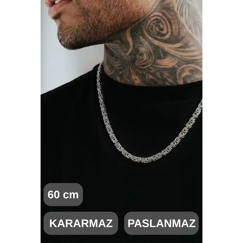 #ZincirKolye 316L Çelik Kral Zincir Erkek Kolye Gümüş Renk 60 cm Kararmaz Paslanmaz Kalın Halkalı Şık Modern Günlük Kombin Takı Aksesuar Dayanıklı Metal Tasarım