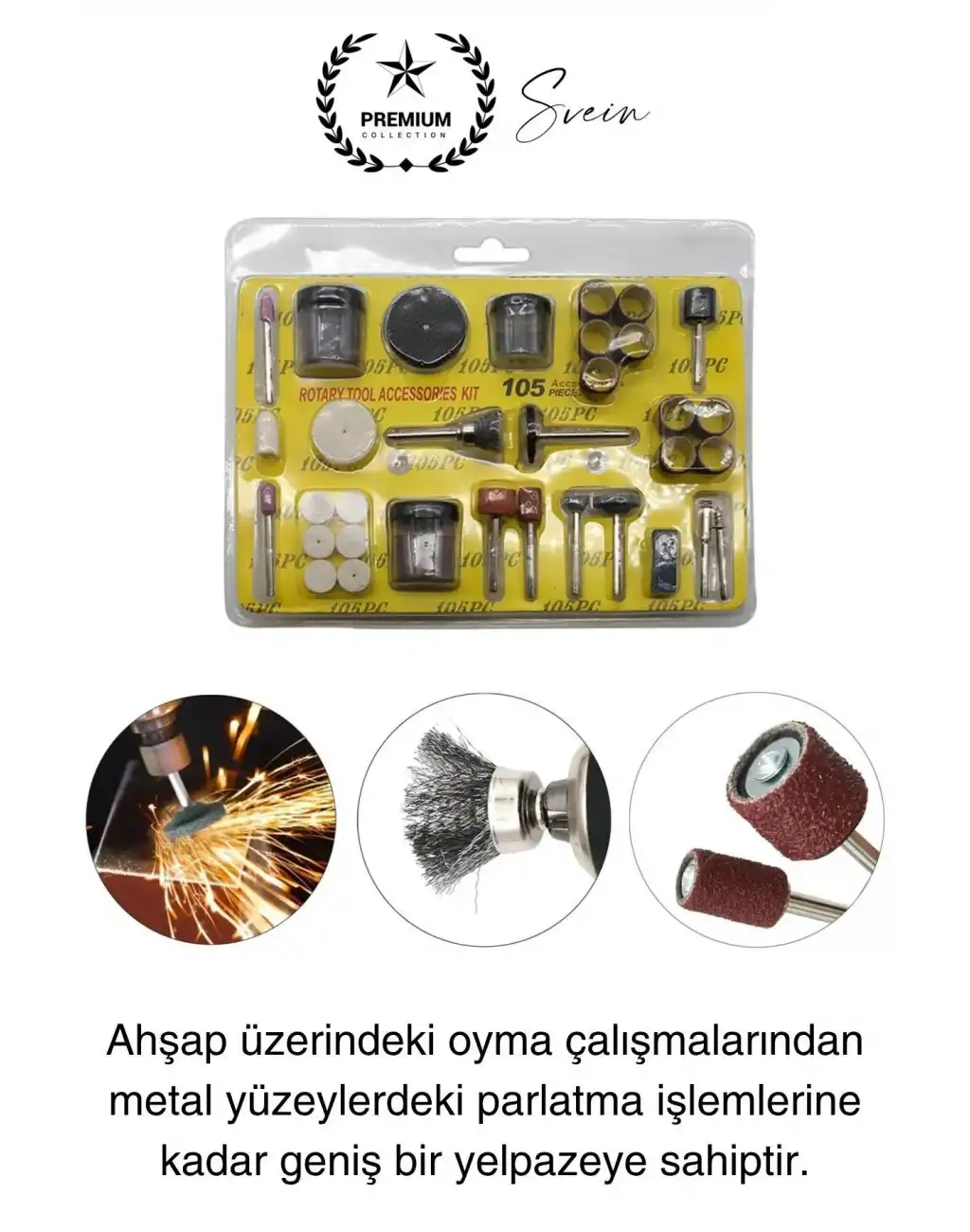 105 Parça Hobi Gravür Dremel Taşlama Ucu Mini Metal Ahşap Oyma Seti Parlatma Zımparalama Fırçalama