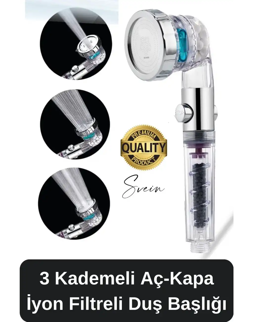 3 Kademeli Yüksek Basınçlı Arıtmalı Ayarlanabilir Uzun Ömürlü Universal Su Tasarruflu Duş Başlığı