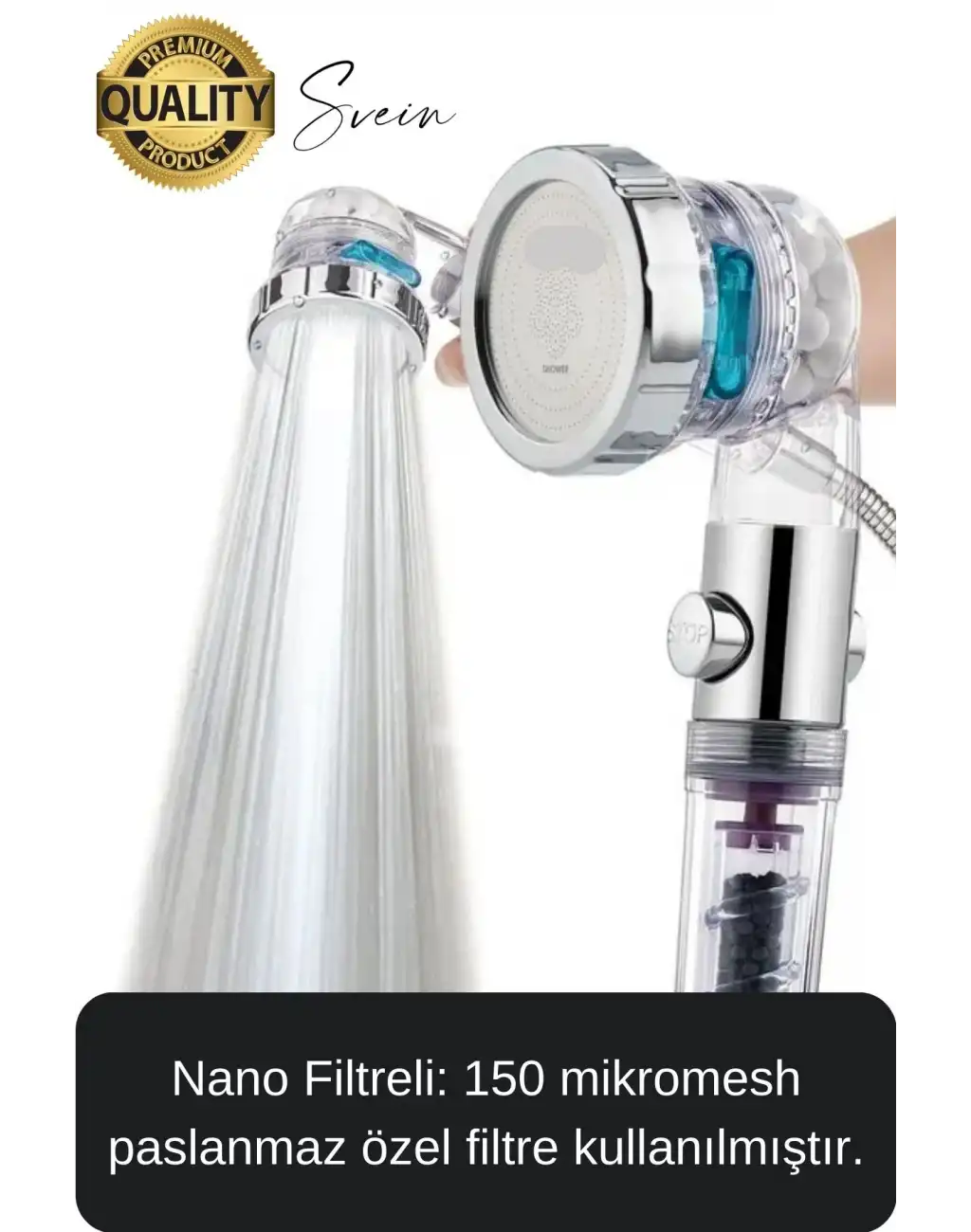 3 Kademeli Yüksek Basınçlı Arıtmalı Ayarlanabilir Uzun Ömürlü Universal Su Tasarruflu Duş Başlığı