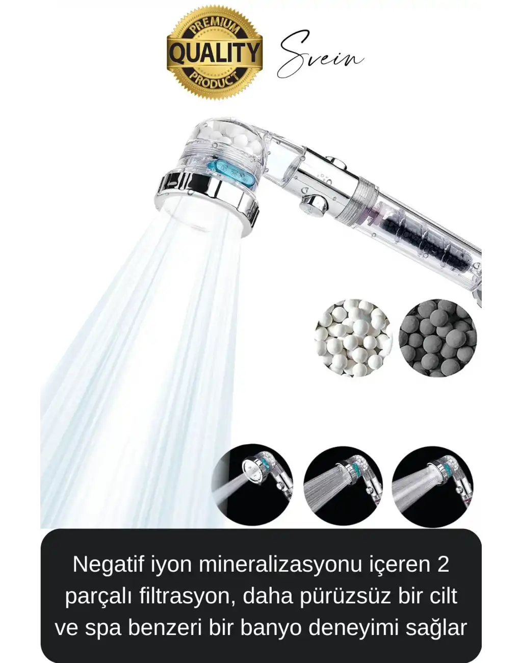 3 Kademeli Yüksek Basınçlı Arıtmalı Ayarlanabilir Uzun Ömürlü Universal Su Tasarruflu Duş Başlığı