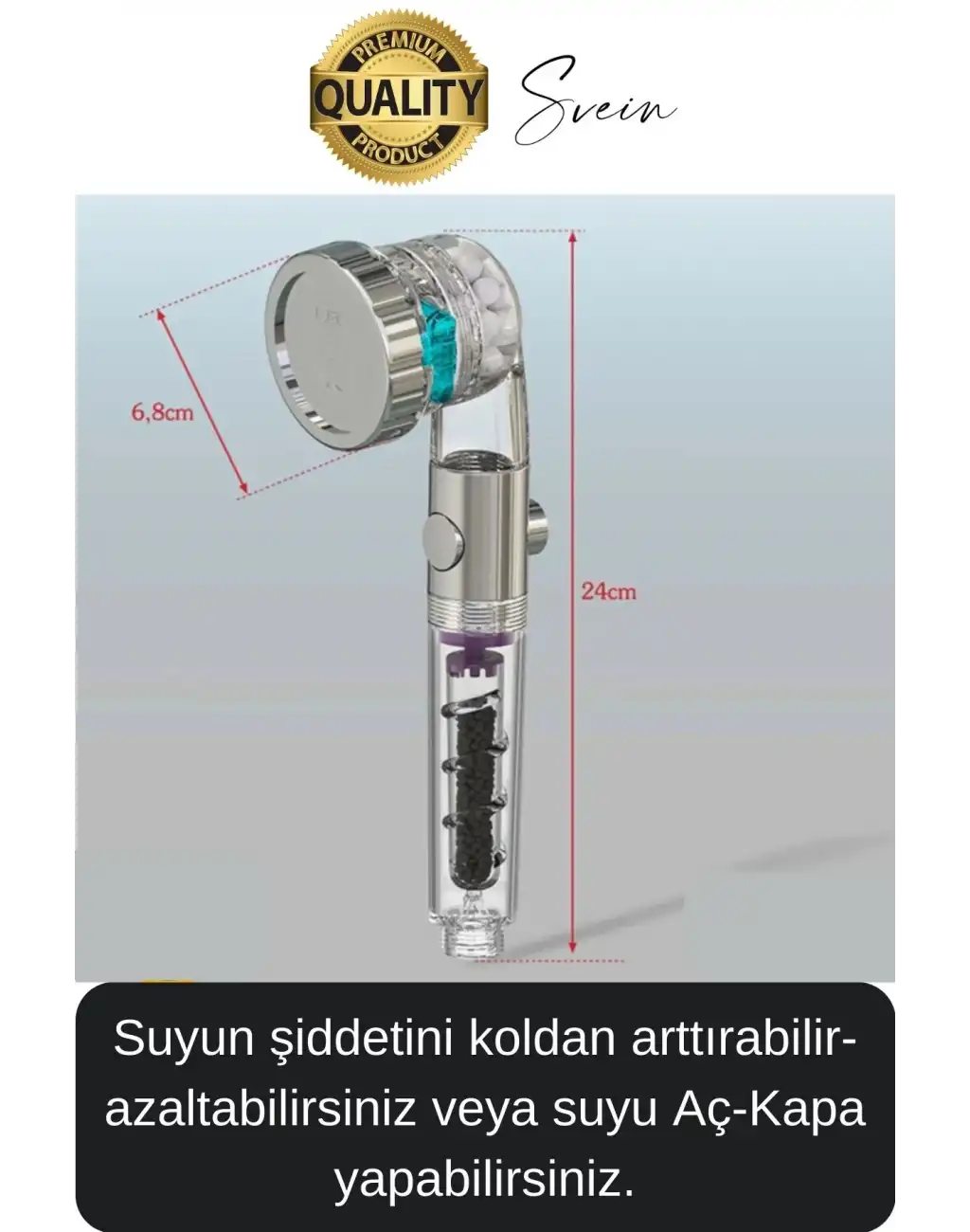 3 Kademeli Yüksek Basınçlı Arıtmalı Ayarlanabilir Uzun Ömürlü Universal Su Tasarruflu Duş Başlığı