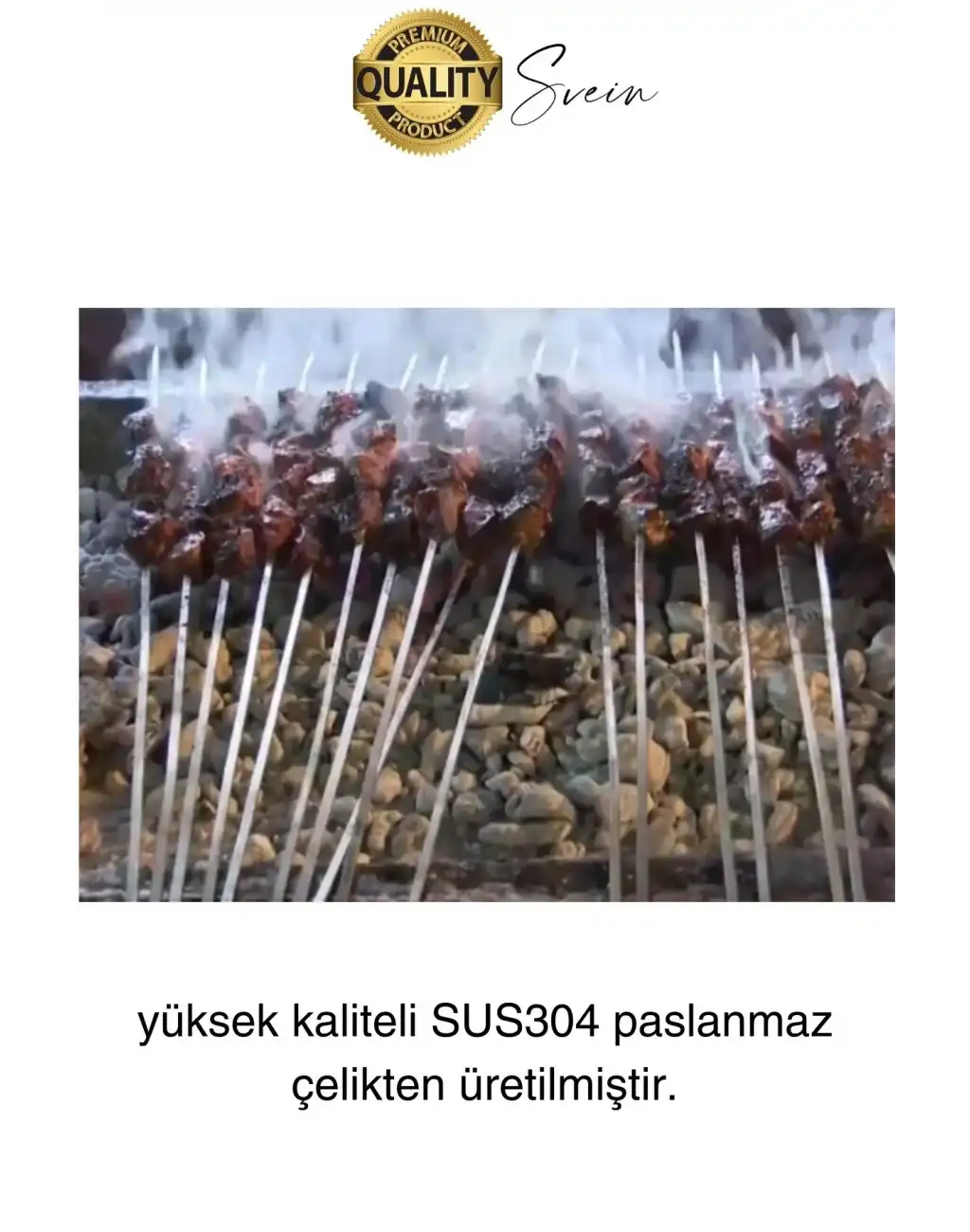 6 Adet Yüksek Kalite 48 cm Mangal Ciğer Kuşbaşı Kebap Şiş Paslanmaz Çelik Adana Urfa Izgara