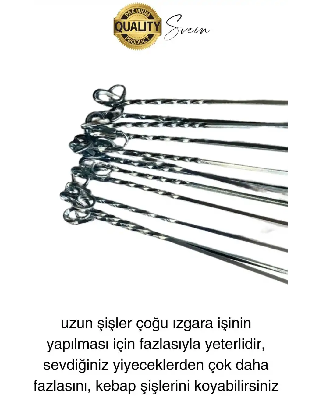 6 Adet Yüksek Kalite 48 cm Mangal Ciğer Kuşbaşı Kebap Şiş Paslanmaz Çelik Adana Urfa Izgara