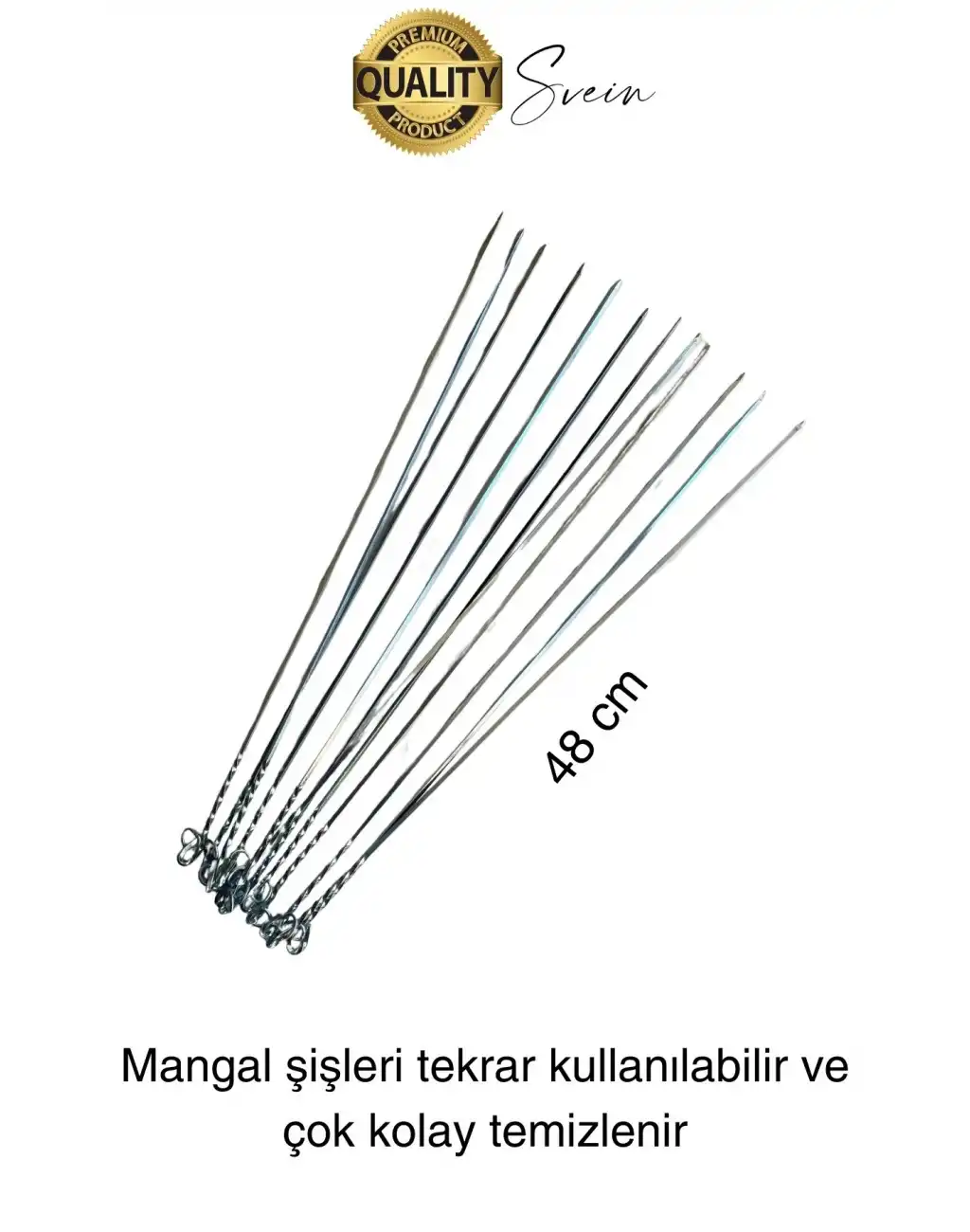 6 Adet Yüksek Kalite 48 cm Mangal Ciğer Kuşbaşı Kebap Şiş Paslanmaz Çelik Adana Urfa Izgara