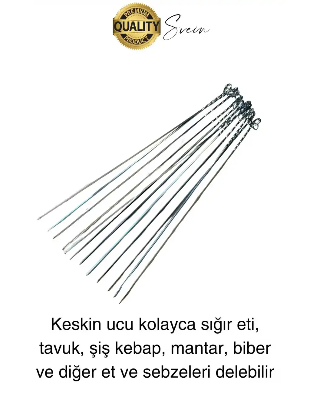 6 Adet Yüksek Kalite 48 cm Mangal Ciğer Kuşbaşı Kebap Şiş Paslanmaz Çelik Adana Urfa Izgara