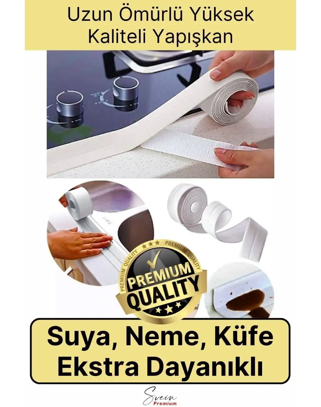 Su Sızdırmaz Geçirmez Dayanıklı Lavabo Tezgah Küvet Duş Banyo Mutfak Pencere Kenar Bandı 3,2 Mt