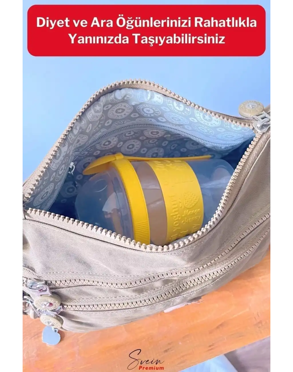 Pratik Taşınabilir Kaşıklı Atıştırmalık Yemek Yoğurt Müsli Granola Diyet Kabı 600ml 1 Adet