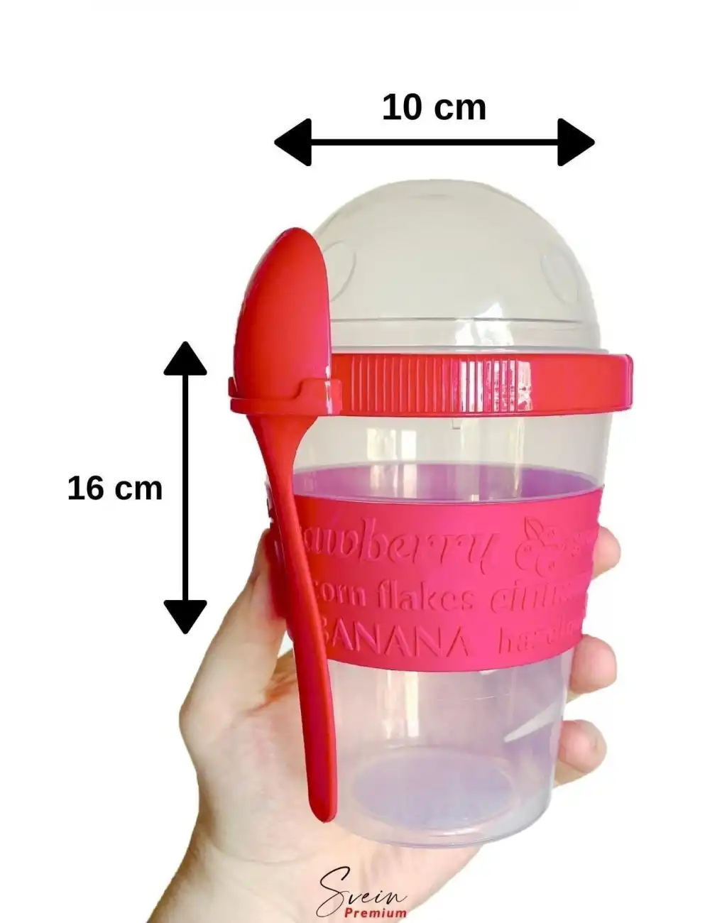 Pratik Taşınabilir Kaşıklı Atıştırmalık Yemek Yoğurt Müsli Granola Diyet Kabı 600ml 1 Adet