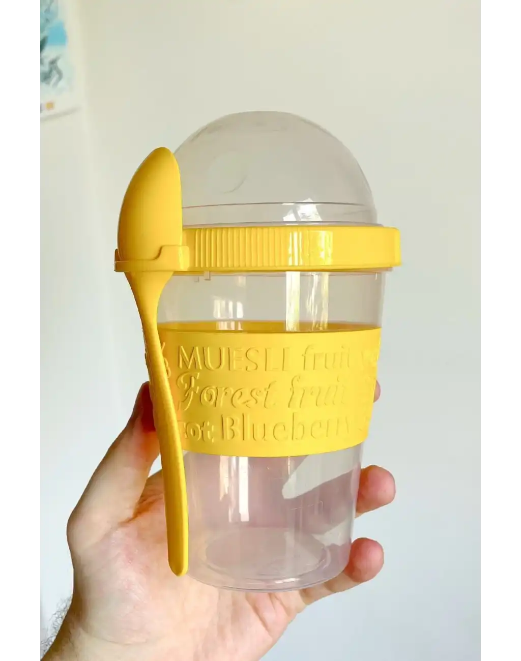 Pratik Taşınabilir Kaşıklı Atıştırmalık Yemek Yoğurt Müsli Granola Diyet Kabı 600ml 1 Adet