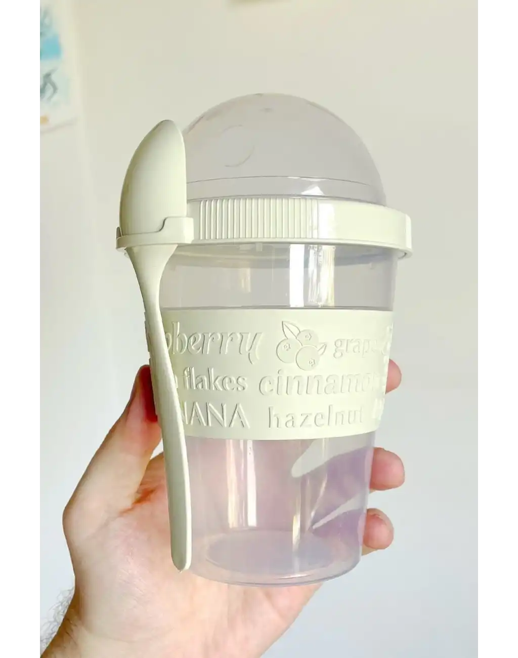 Pratik Taşınabilir Kaşıklı Atıştırmalık Yemek Yoğurt Müsli Granola Diyet Kabı 600ml 1 Adet