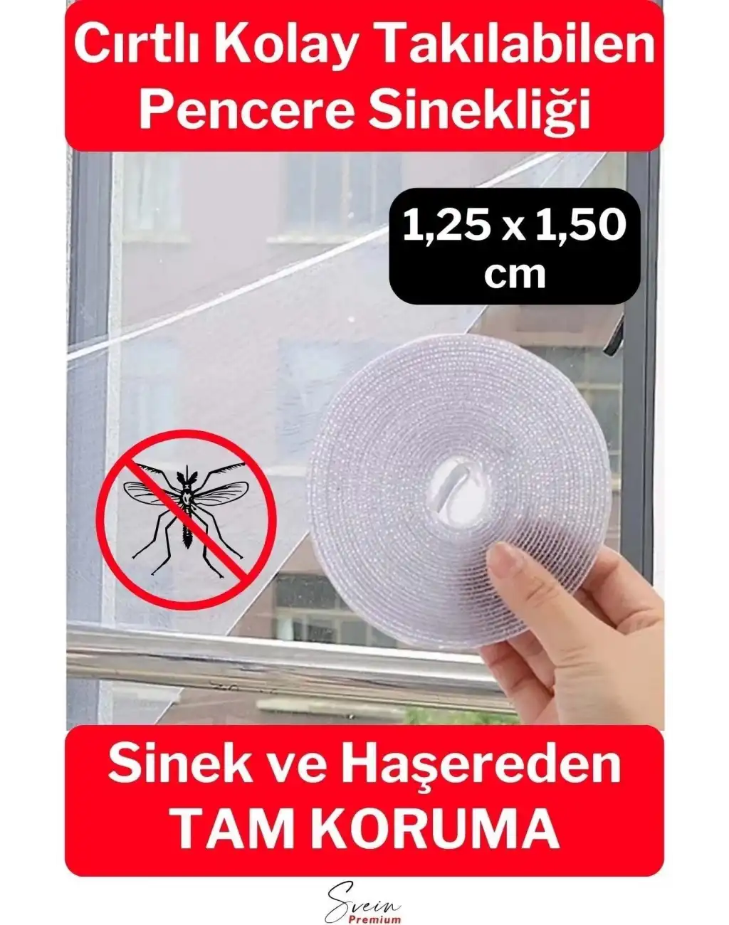 Ayarlanabilir Pratik Pencere Cam Kapı Sineklik Cırt Bantlı Hazır Yapışkanlı 125 Cm X 150 Cm - 5,6 Mt