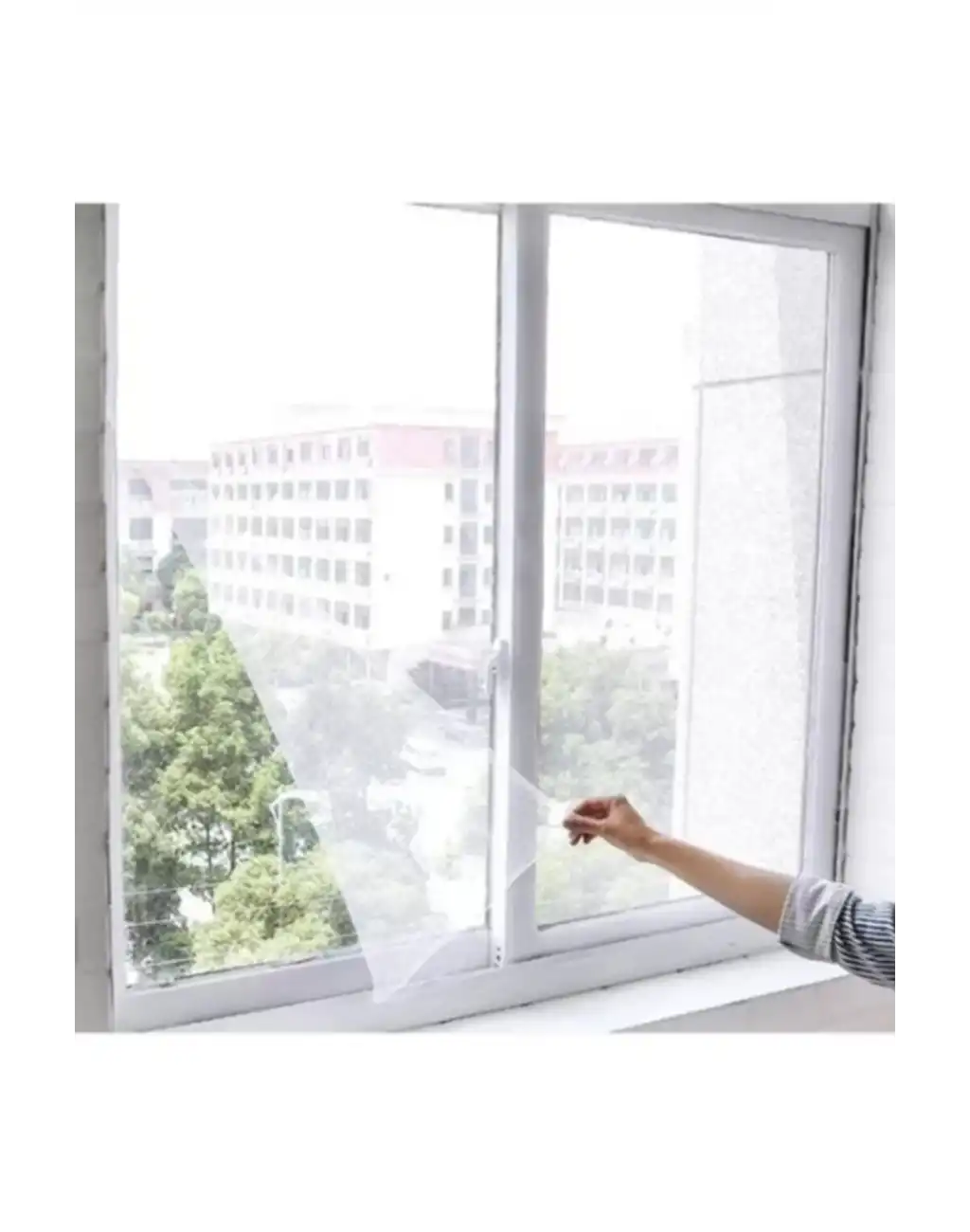 Ayarlanabilir Pratik Pencere Cam Kapı Sineklik Cırt Bantlı Hazır Yapışkanlı 125 Cm X 150 Cm - 5,6 Mt