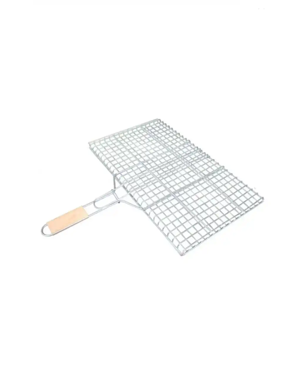 Ahşap Ağaç Saplı Kafesli Çelik Tel Izgara Mangal Barbekü Yemek Pişirme Teli 22 X 36 Cm