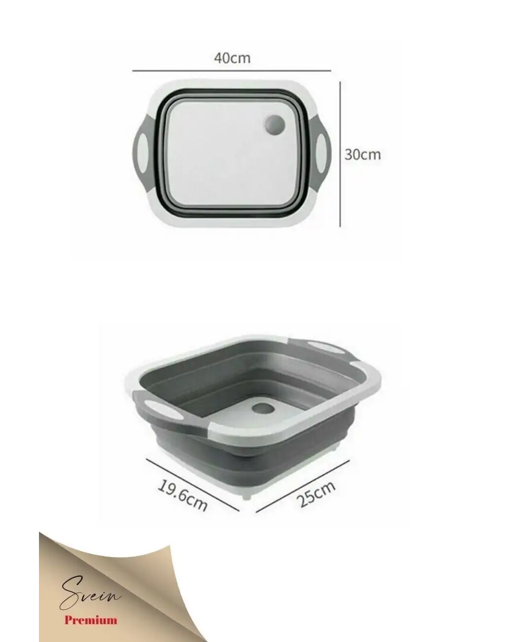 Katlanabilir Bulaşık Yıkama Leğeni Süzgeçli Kesme Doğrama Tahtası Ve Akordiyon Tıpalı Badya 1 Adet