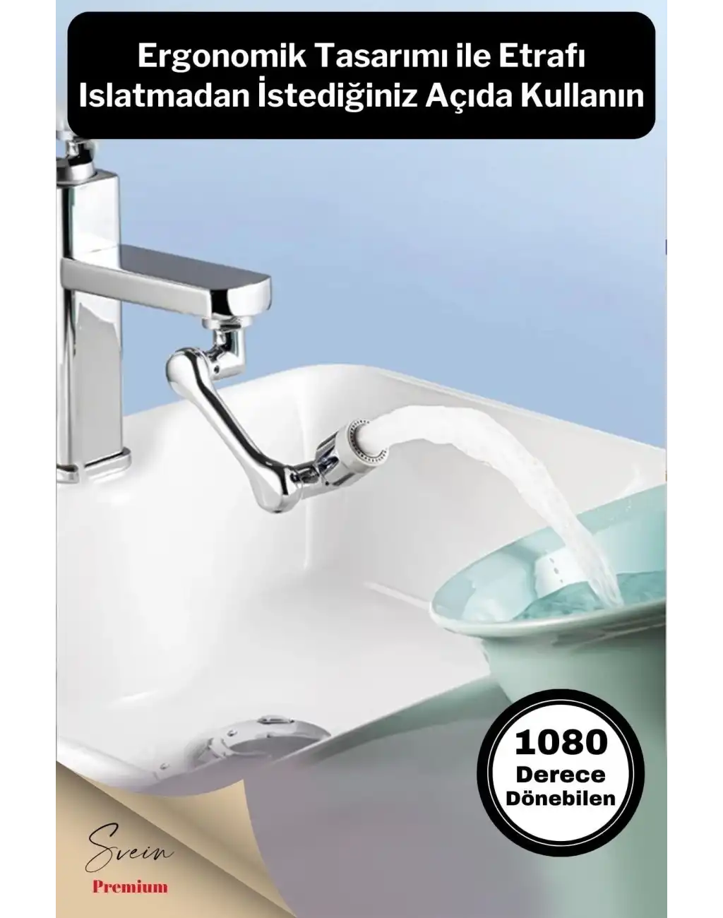 1080 Derece Dönebilen Pratik Robotik Kol Musluk Başlığı Uzatma Aparatı Tüm Bataryalar Ile Uyumlu