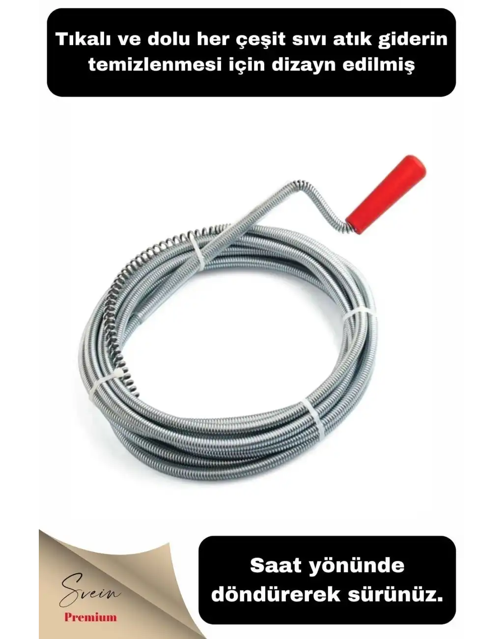 Pratik Ergonomik Matkap Ucu Boru Temizleme Ve Tıkanıklık Açma Spirali 3 Metre 2 Adet