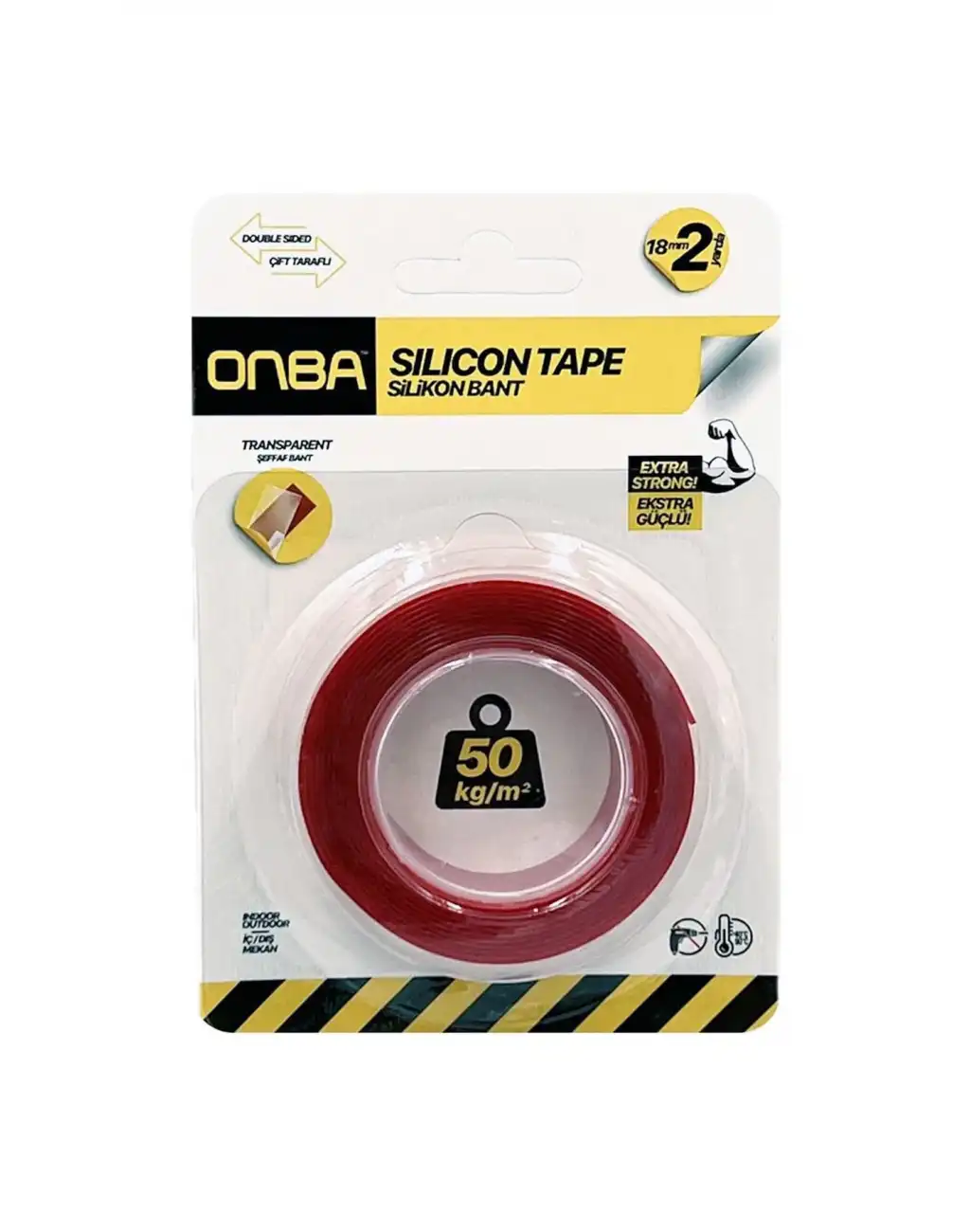 50 Kg Çift Taraflı Ekstra Güçlü Çok Amaçlı Tamir Silikon Bant Dış Mekan Montaj Bandı 18 Mm X 2 Mt