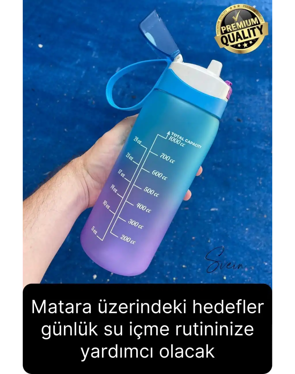 Premium Motivasyon Matara Spor Su Şişesi Sızdırmaz Eğlenceli Suluk Stciker Etiket 1000 Ml
