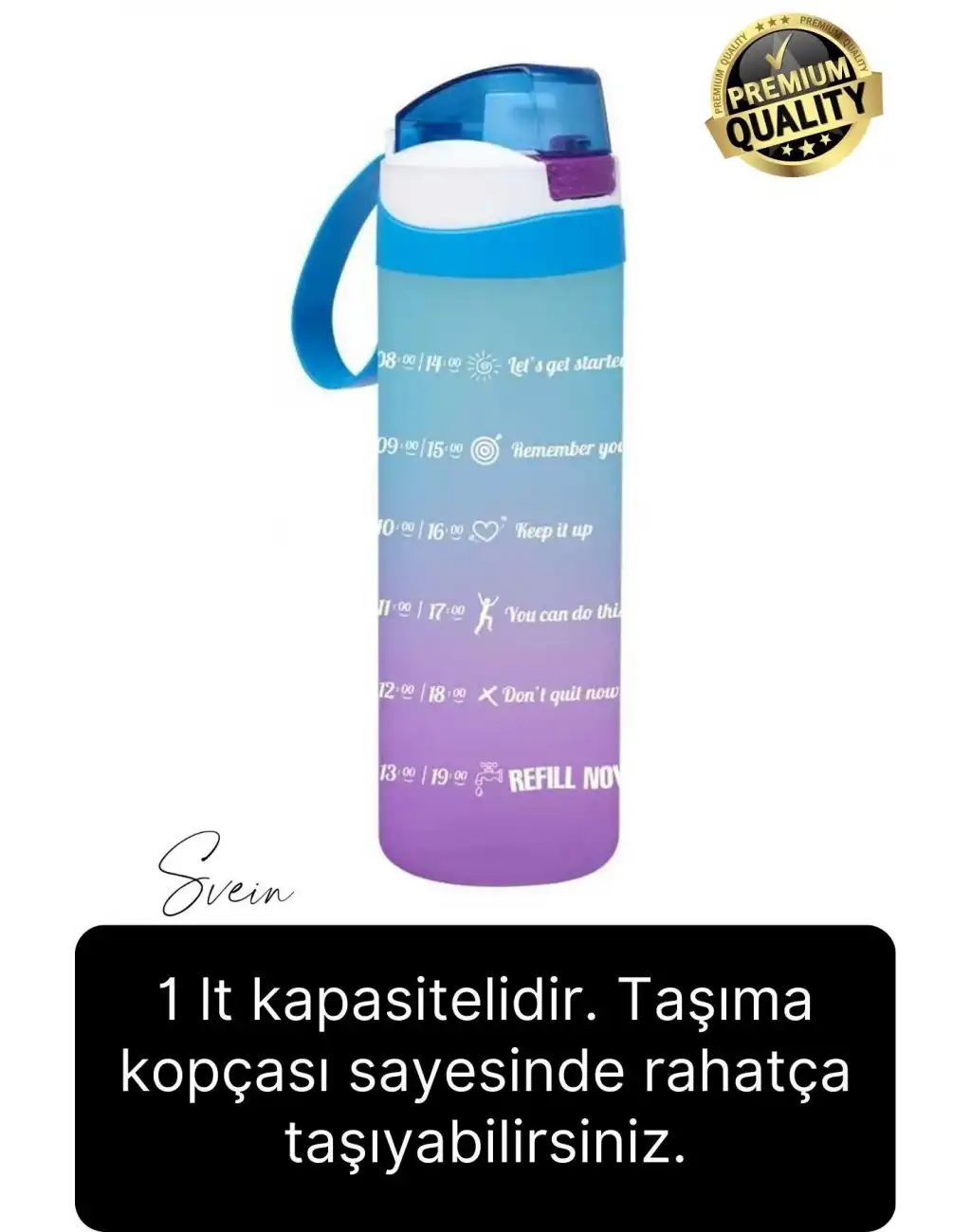 Premium Motivasyon Matara Spor Su Şişesi Sızdırmaz Eğlenceli Suluk Stciker Etiket 1000 Ml