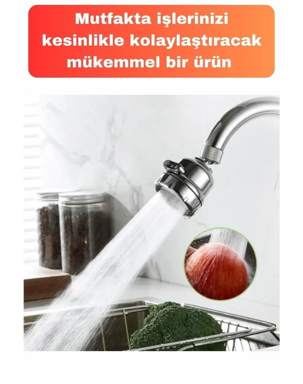 3 Fonksiyonlu Sert Plastik Lavabo Başlık 360 Derece Döner Ayarlanabilir Tasarruflu Musluk Ucu
