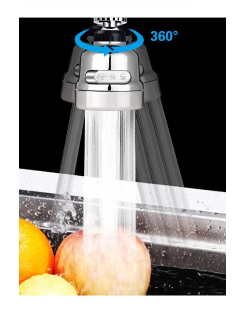 3 Fonksiyonlu Sert Plastik Lavabo Başlık 360 Derece Döner Ayarlanabilir Tasarruflu Musluk Ucu