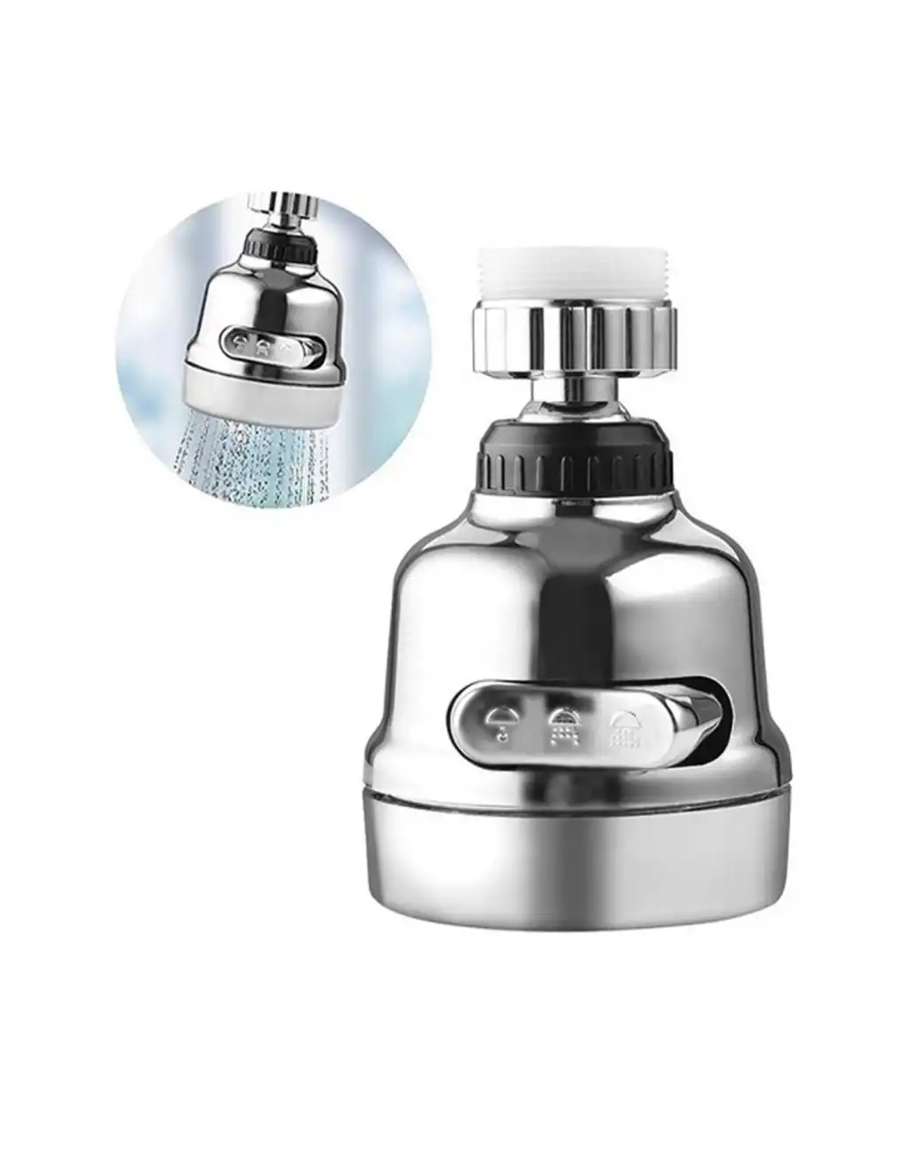 3 Fonksiyonlu Sert Plastik Lavabo Başlık 360 Derece Döner Ayarlanabilir Tasarruflu Musluk Ucu