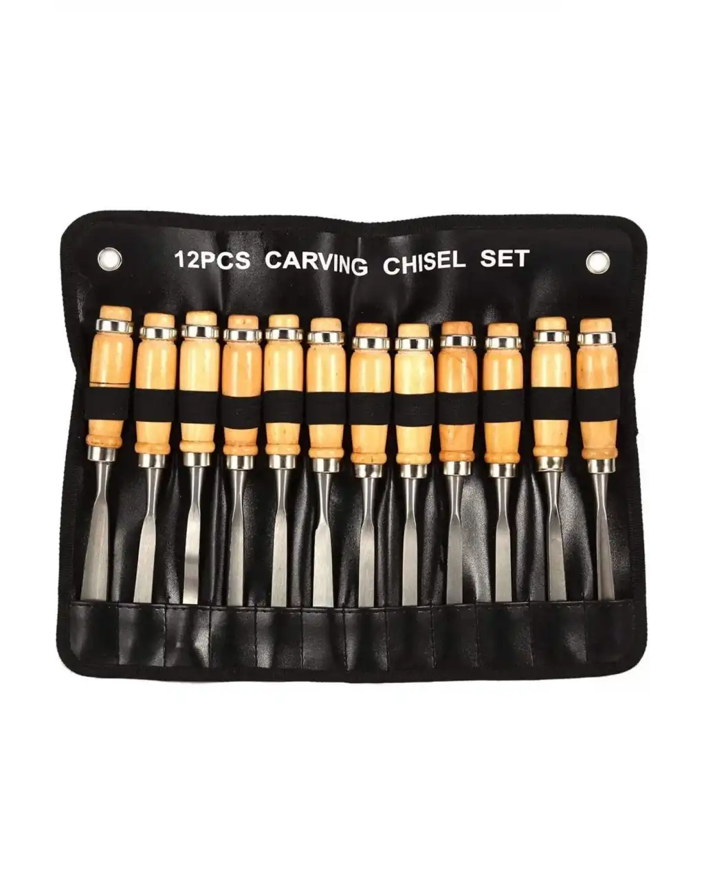 12 Parça Profesyonel Iskarpela Ahşap Saplı Oyma Seti Özel Çantalı Tahta Işleme Zımpara Hediyeli