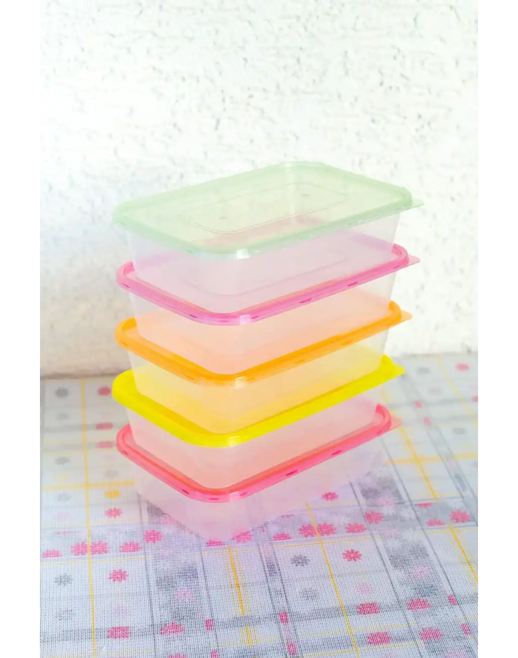 Vip Çok Renkli Kapaklı Mikrodalgaya Uygun 5li Plastik Kuru Bakliyat Yiyecek Erzak Saklama Kabı Seti