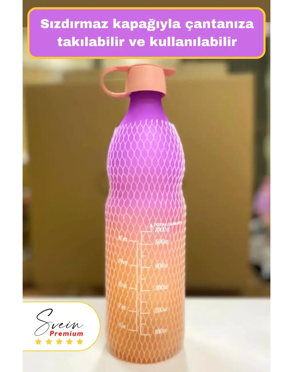 Premium Sızdırmaz Motivasyonel Sporcu Cam Renkli Su Matarası 1 Litre Suluk Tritan Bpa İçermez 1 Adet