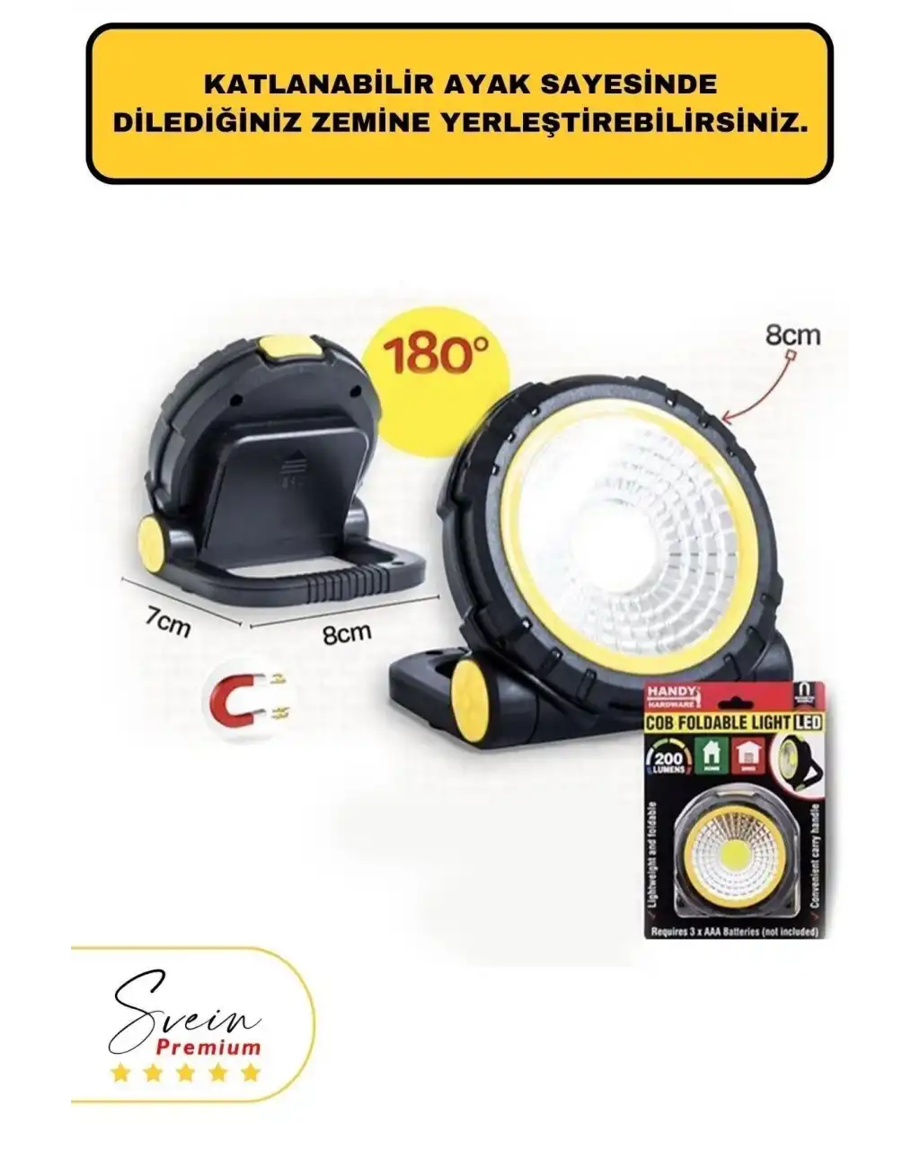 Taşınabilir Cep Boy Pilli Mıknatıslı Katlanır Ayaklı Kamp Bahçe Ev Için Mini Cob Projektör Led Işık