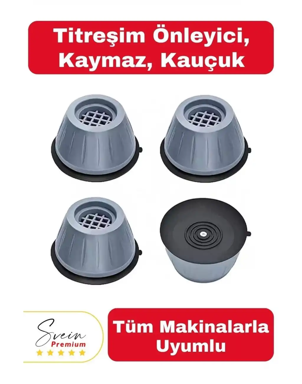 Gürültü Engelleyici ve Kaymaz Titreşim Önleyici Kauçuk Ayak Pedleri Çamaşır Makinesi Stoper 4lü