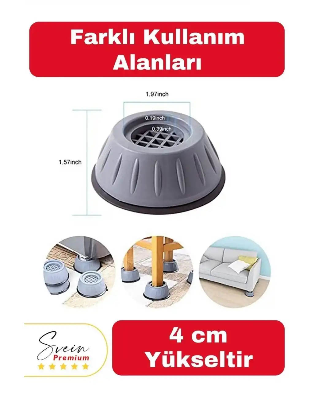 Gürültü Engelleyici ve Kaymaz Titreşim Önleyici Kauçuk Ayak Pedleri Çamaşır Makinesi Stoper 4lü