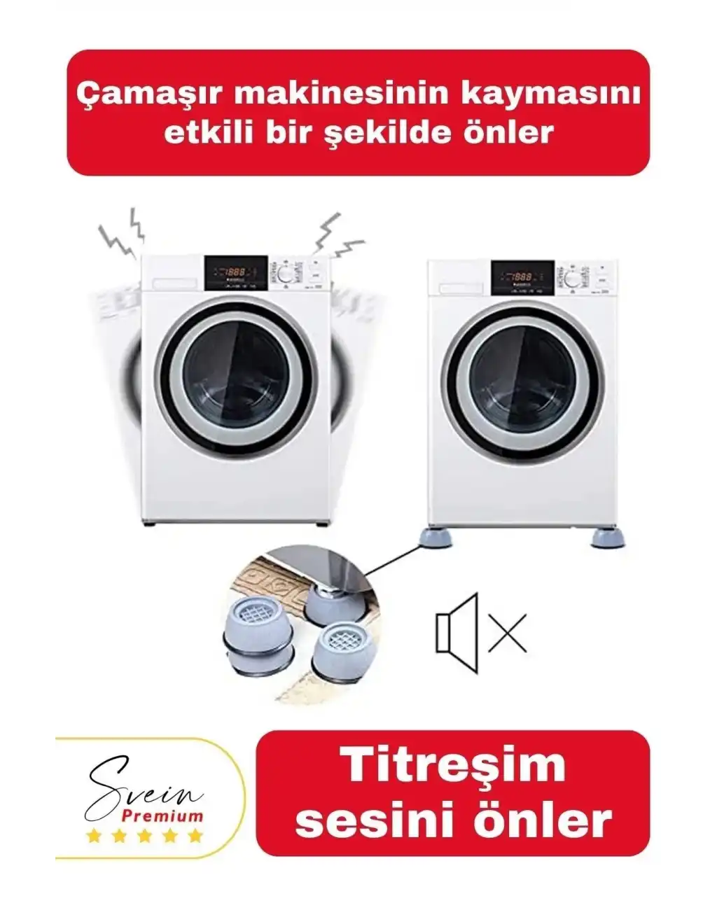 Gürültü Engelleyici ve Kaymaz Titreşim Önleyici Kauçuk Ayak Pedleri Çamaşır Makinesi Stoper 4lü
